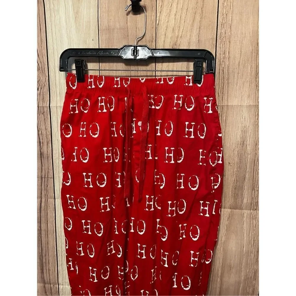 MudPie S holiday Christmas pajama lounge pants red ho ho mens
